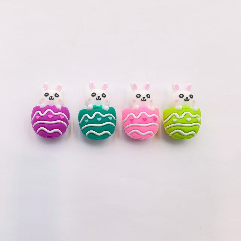 Wholesale 10pcs Composite Rabbit Series Silicone Cute Cartoon DIY Beads